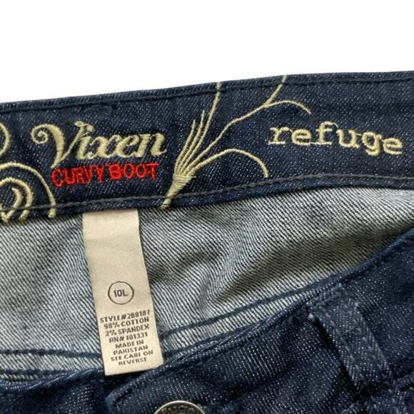Refuge Vixen Jeans Womens 10 Mid Rise Curvy Bootcut Dark Wash Streetwear Denim - Picture 8 of 10